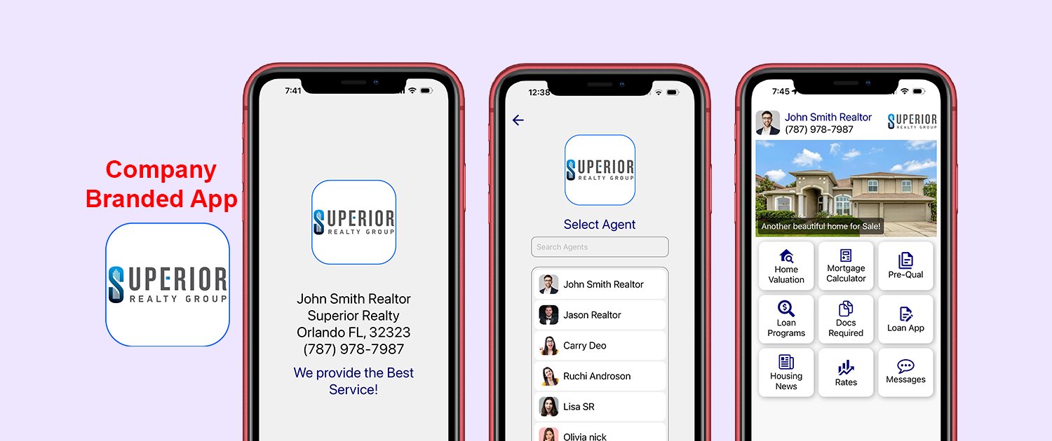 Realtor branded App:Loan Officer branded app:office branded app:company branded app:App Design & Development:App Store Optimization:App Marketing:Design & Development:Website Maintain & Manage:Website SEO & SMM